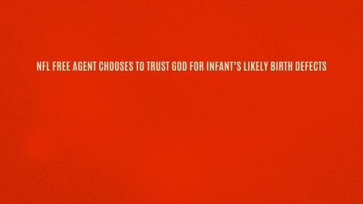 NFL free agent chooses to trust God for infant's likely birth defects