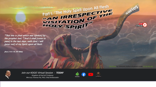 AN IRRESPECTIVE VISITATION OF THE HOLY SPIRIT Series, "The Holy Spirit Upon All Flesh" (P1) by Mercury Thomas-Ha, PhD | Sun @ 12:30p - 041821