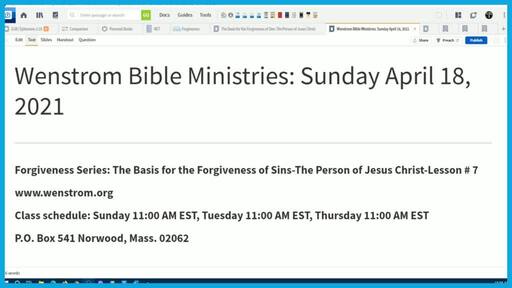The Basis for the Forgiveness of Sins-The Person of Jesus Christ