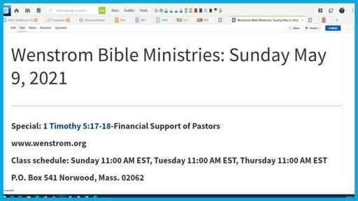 1 Timothy 5:17-18-Financial Support of Pastors