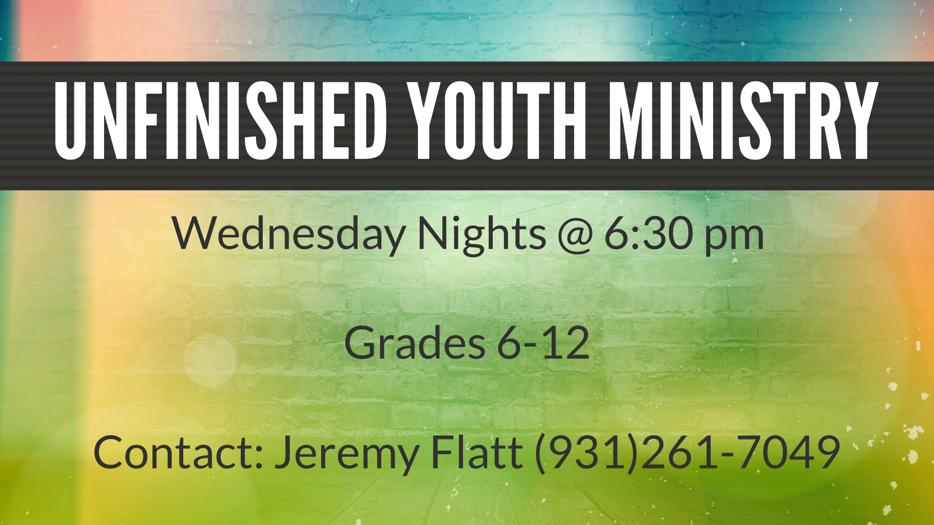 Unfinished Youth Ministry
