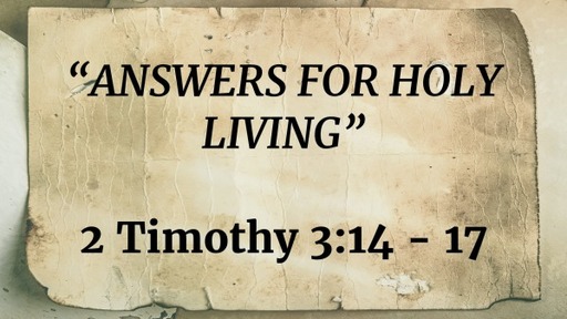 June 27 - Answers For Holy Living