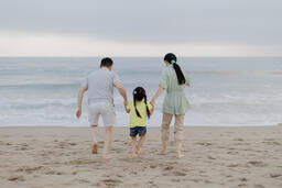 Family Walking Together Toward the Ocean Shore  image 2