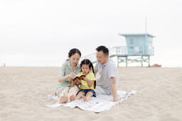 Family Reading the Bible Together on the Beach  image 3