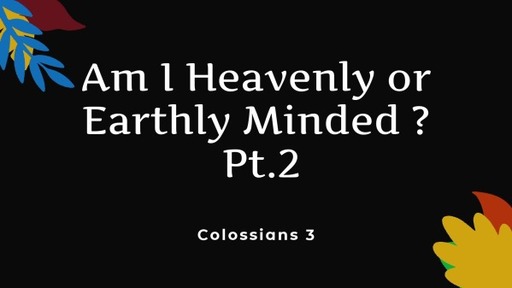 Am I Heavenly or Earthly Minded ? Pt.2