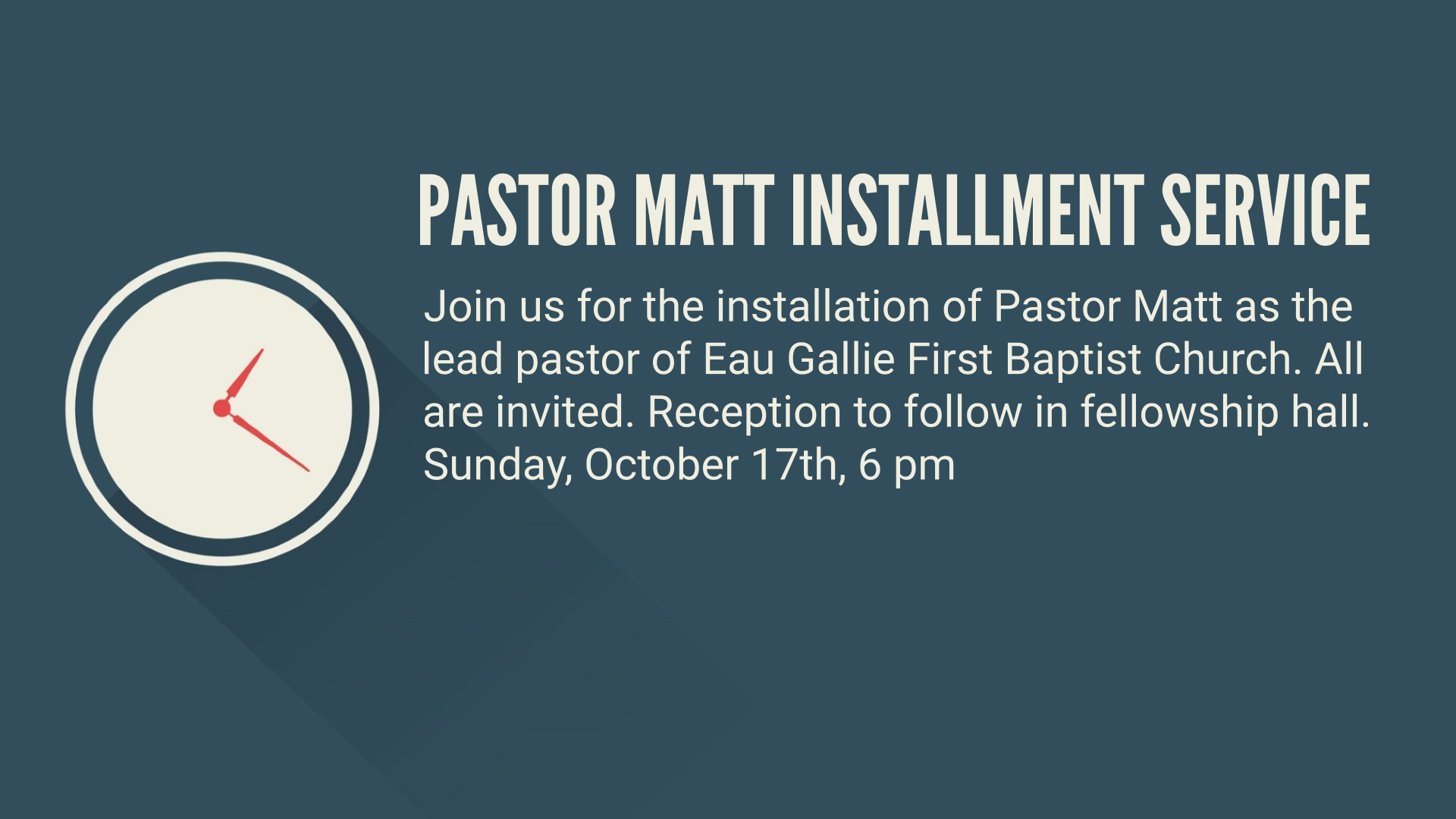 Pastor Matt Installment Service