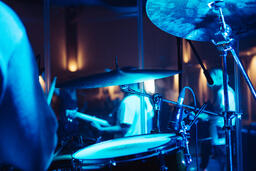 Drummer on Stage During Worship Service  image 2