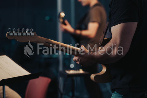 Worship Team Member Playing Electric Guitar