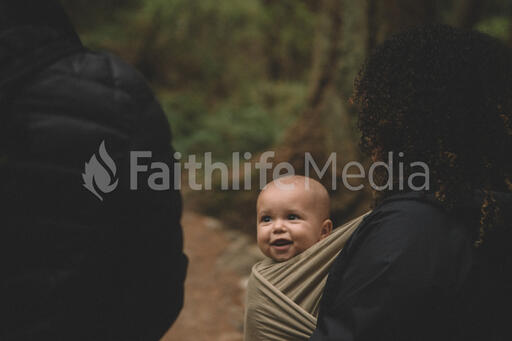 Young Family Hiking Together