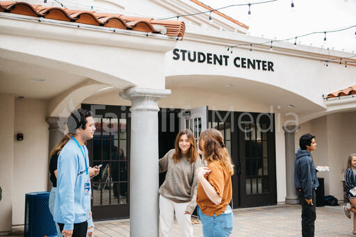 Youth Talking Outside of the Church Student Center