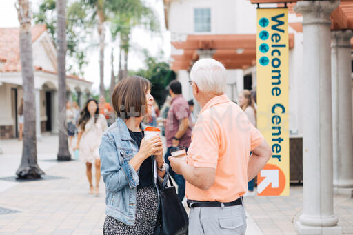 Senior Couple Talking Outside of Church