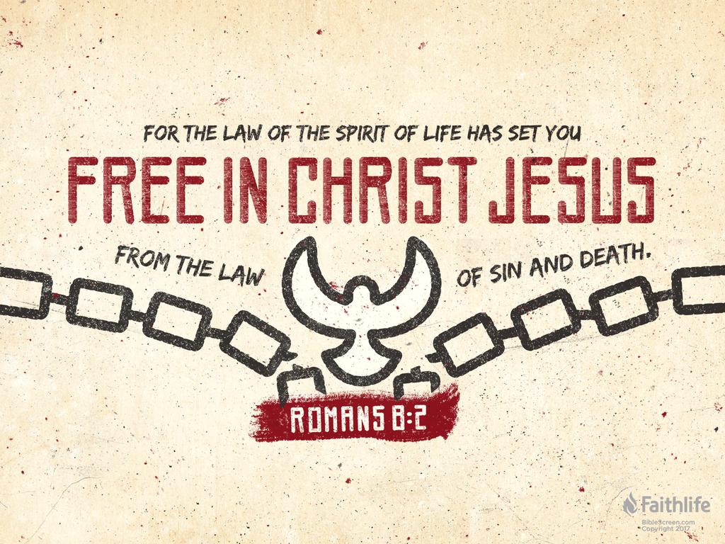 For the law of the Spirit of life has set you free in Christ Jesus from the law of sin and death.