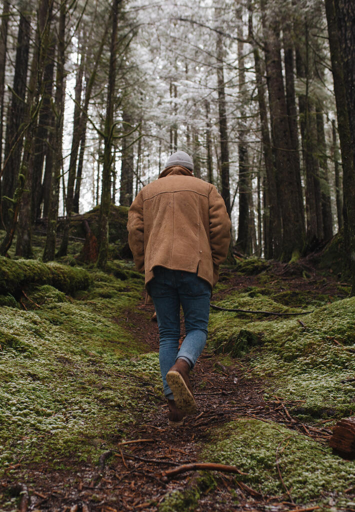 Man Hiking Uphill in the Forest large preview