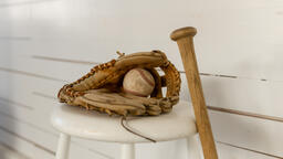 Baseball, Mitt, and Bat  image 1