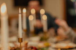 Candles Lit at the Thanksgiving Dinner Table  image 1