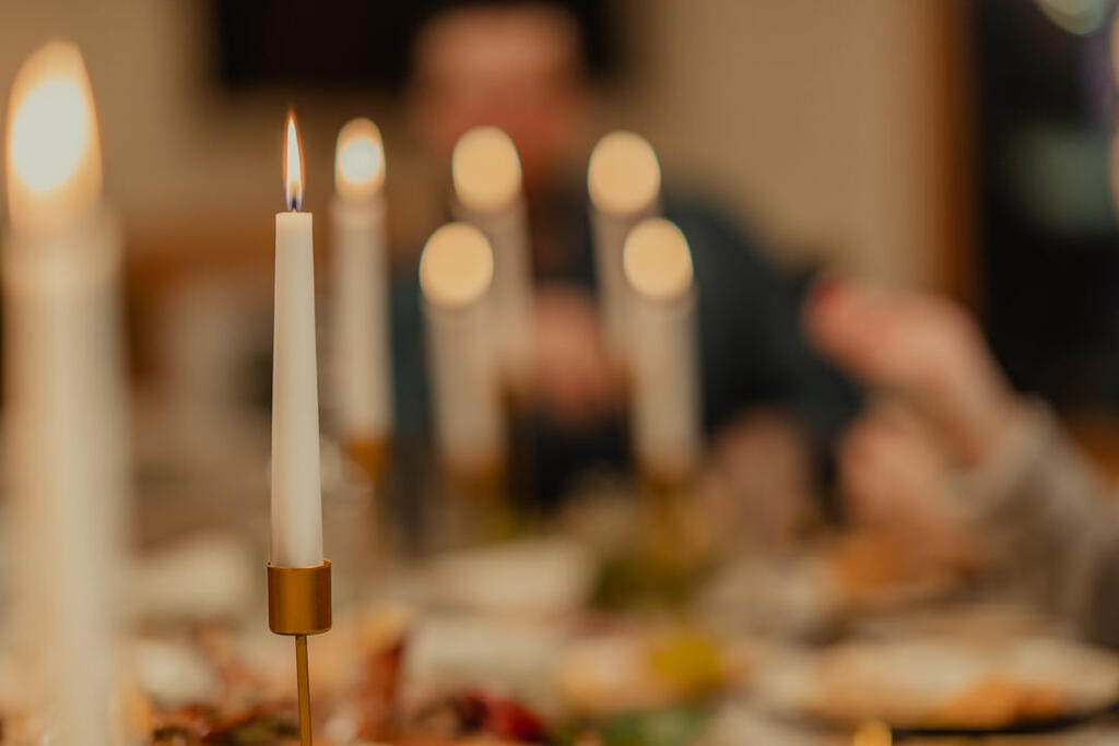 Candles Lit at the Thanksgiving Dinner Table large preview