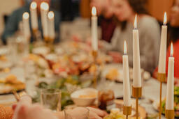 Candles Lit at the Thanksgiving Dinner Table  image 2