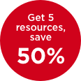 Get 5+ resources, get 50% off