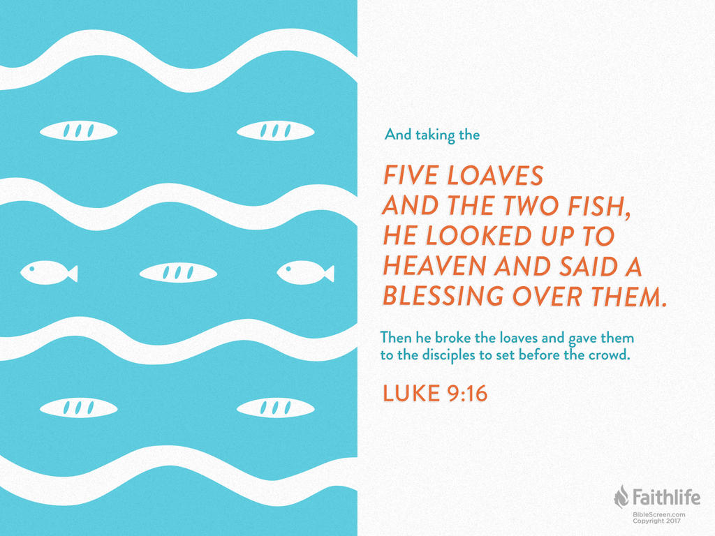 And taking the five loaves and the two fish, he looked up to heaven and said a blessing over them. Then he broke the loaves and gave them to the disciples to set before the crowd.