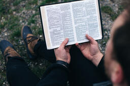 Man Reading the Bible Outside  image 3
