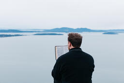 Man Reading the Bible Outside  image 6