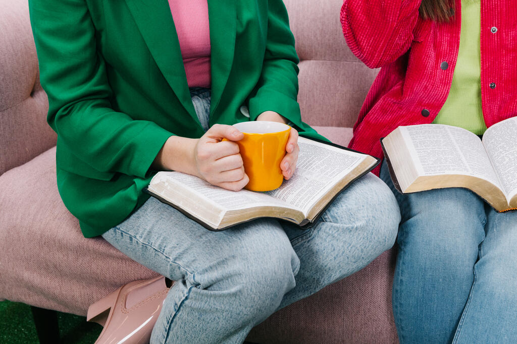 Women Reading the Bible and Drinking Coffee Together large preview