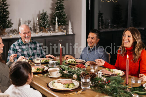 Family Sharing a Christmas Meal