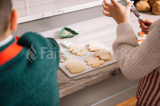 Kids Decorating Christmas Cookies Together