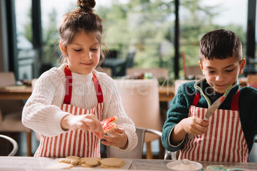 Kids Decorating Christmas Cookies Together