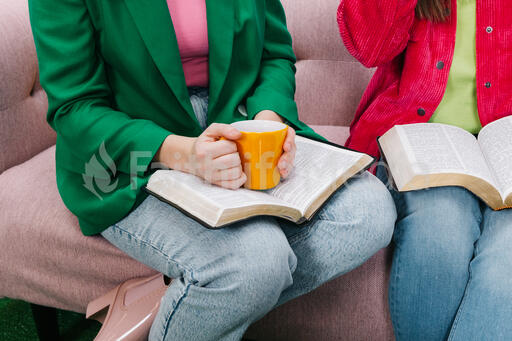 Women Reading the Bible and Drinking Coffee Together
