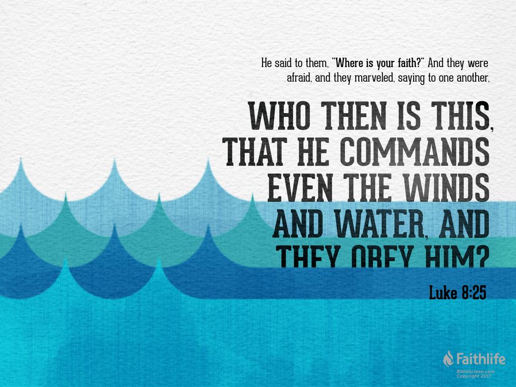 He said to them, “Where is your faith?” And they were afraid, and they marveled, saying to one another, “Who then is this, that he commands even the winds and water, and they obey him?”