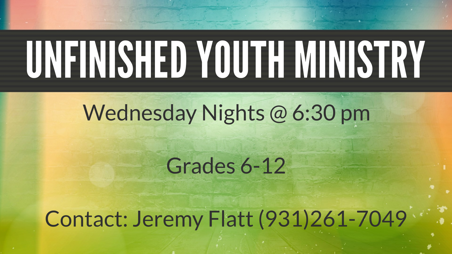 Unfinished Youth Ministry