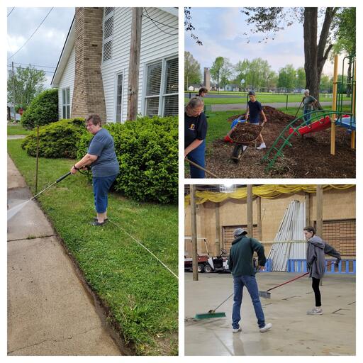 More cleaning and spreading mulch at the kids lot More cleaning and spreading mulch at the kids lot
