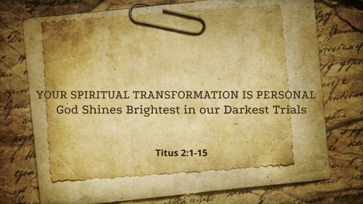 Your Spiritual Transformation is Personal