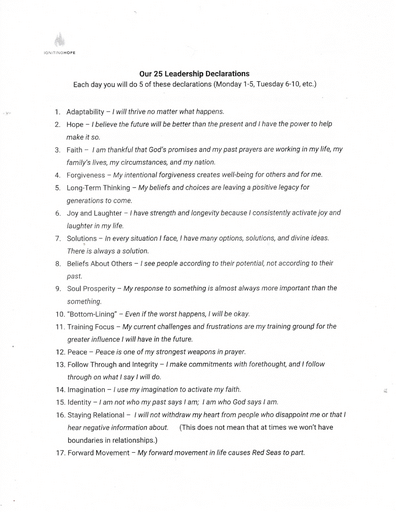 25 Leadership Declarations