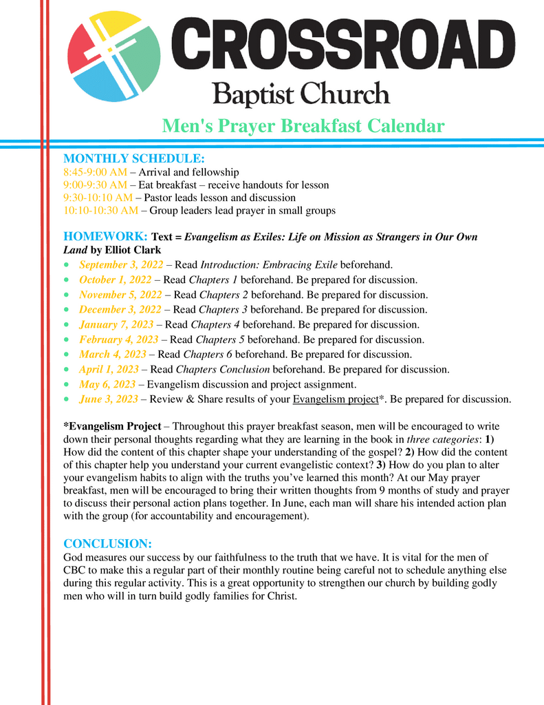 CBC Mens Prayer Breakfast SCHEDULE-2022-2023