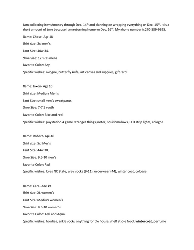 Family Christmas Wishes