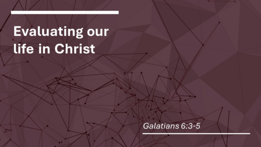 14. Evaluating our life - Galatians 6:3-5 (Sunday February 12, 2023)