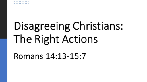 Disagreeing Christians – The Right Actions