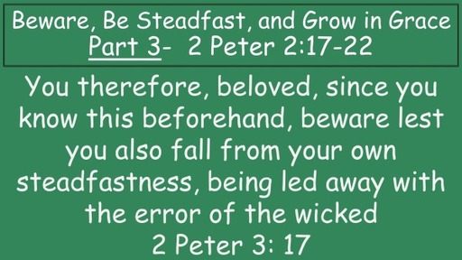 Beware, Be Steadfast, and Grow in Grace Part 3 - 2 Peter 2:17-22