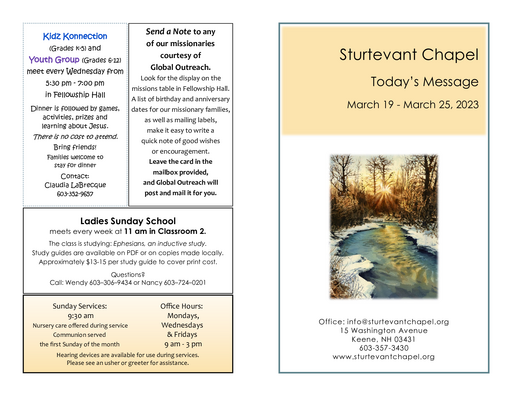 Weekly Bulletin 3-19-23