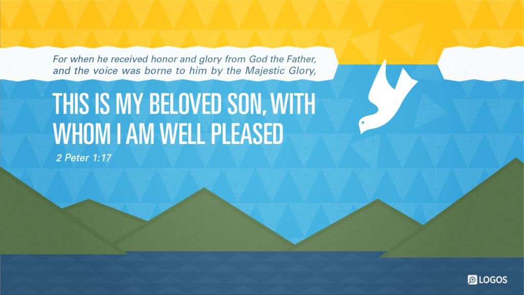 2 Peter 1:17: For when he received honor and glory from God the Father, and the voice was borne to him by the Majestic Glory, “This is my beloved Son, with whom I am well pleased… ”