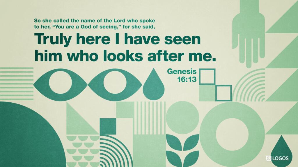 Genesis 16:13: So she called the name of the Lord who spoke to her, “You are a God of seeing,” for she said, “Truly here I have seen him who looks after me.”