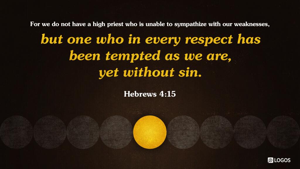 Hebrews 4:15: For we do not have a high priest who is unable to sympathize with our weaknesses, but one who in every respect has been tempted as we are, yet without sin.