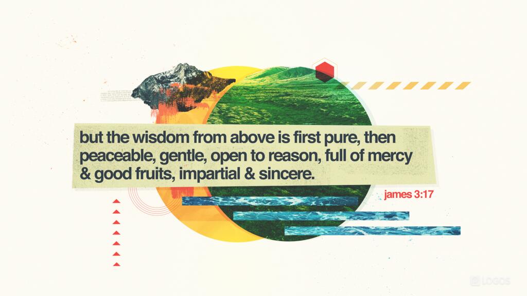 James 3:17: But the wisdom from above is first pure, then peaceable, gentle, open to reason, full of mercy and good fruits, impartial and sincere.