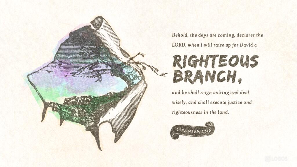 Jeremiah 23:5: “Behold, the days are coming, declares the LORD, when I will raise up for David a righteous Branch, and he shall reign as king and deal wisely, and shall execute justice and righteousness in the land.”