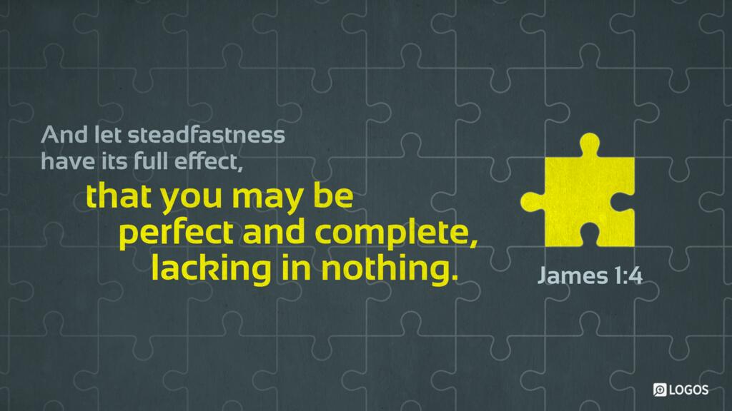 James 1:4: And let steadfastness have its full effect, that you may be perfect and complete, lacking in nothing.
