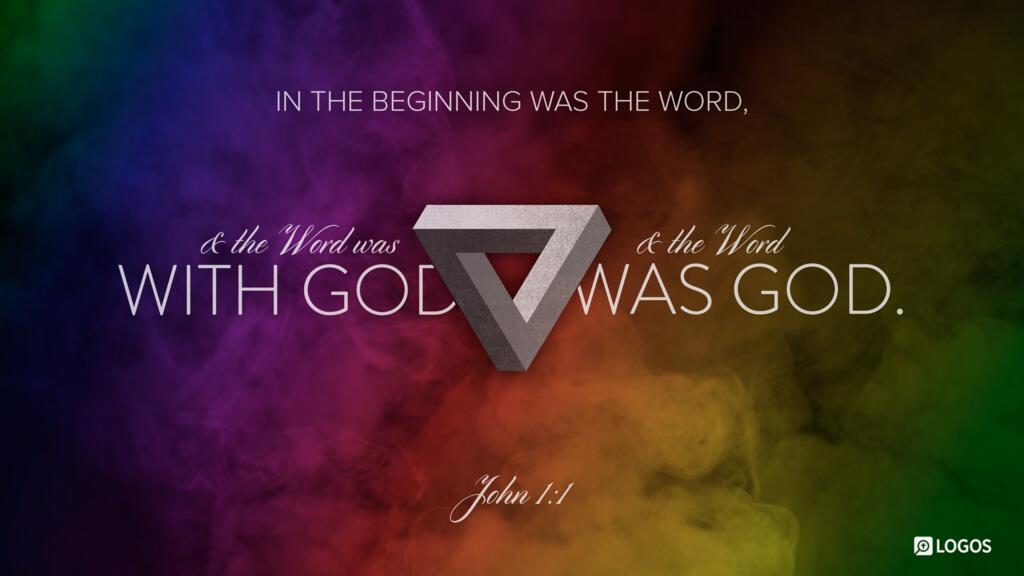 John 1:1: In the beginning was the Word, and the Word was with God, and the Word was God.
