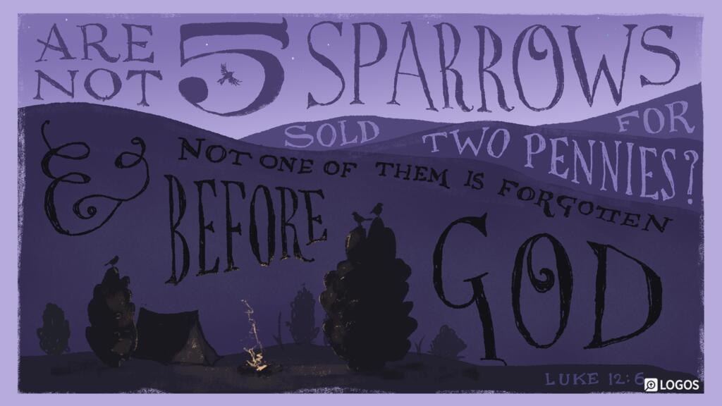 Luke 12:6: Are not five sparrows sold for two pennies? And not one of them is forgotten before God.