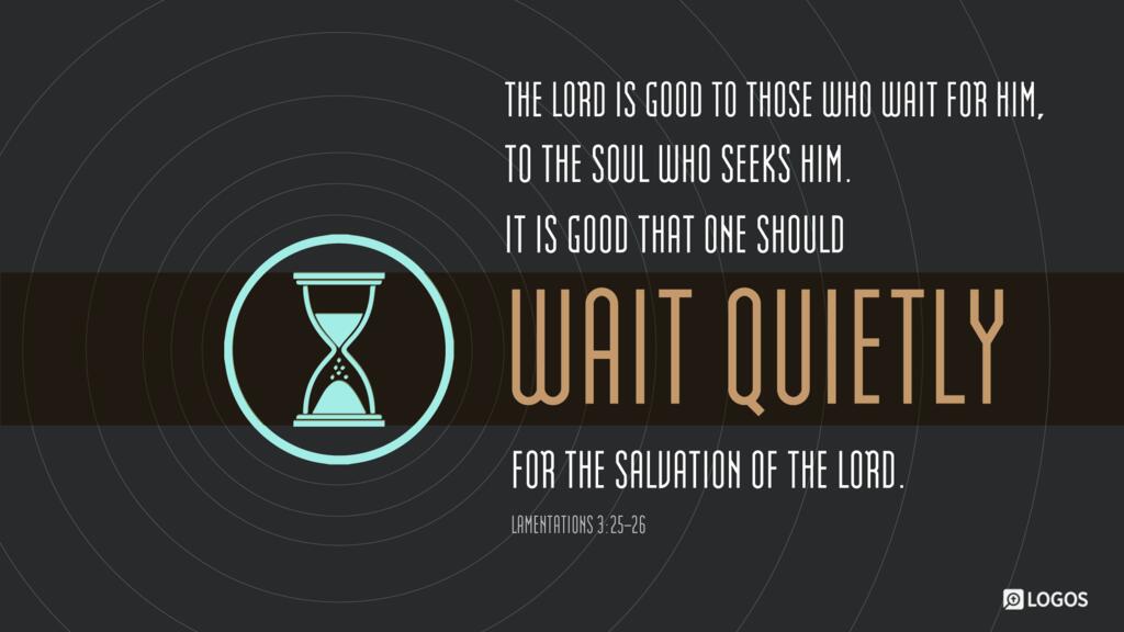 Lamentations 3:25–26: The LORD is good to those who wait for him, to the soul who seeks him. It is good that one should wait quietly for the salvation of the LORD.